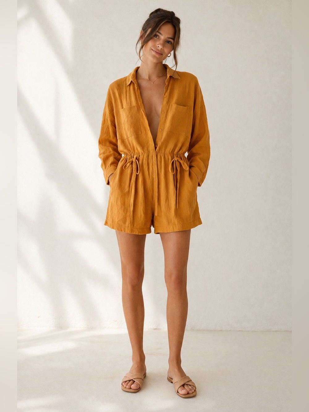 Gentle Fawn Romper - linen and cotton